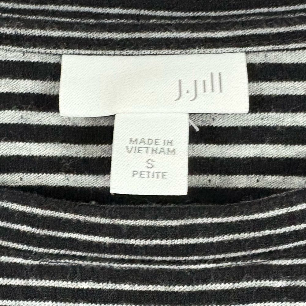 J. Jill Black White Striped Long Sleeve Layered Shirt Dress Small Petite Fall - Picture 2 of 7